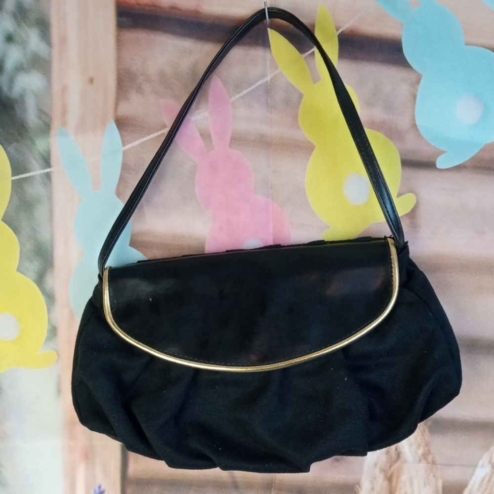 👜 Victoria's Secret Black Handbag with Gold Trim